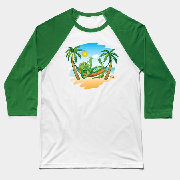 Lazy iguana relaxing in a hammock at the beach Baseball T-Shirt by zooco